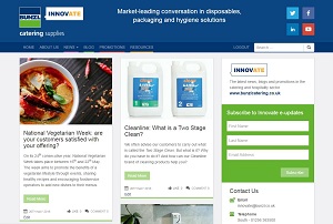 A screenshot of the Bunzl INNOVATE blog, which revealed that cleaning products and solutions are the top concern for catering and hospitality operators.